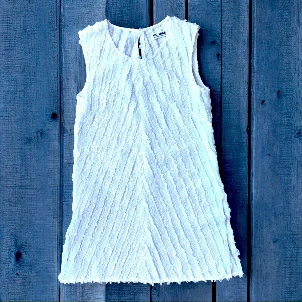 Suki and Solaine White Textured Mini Dress